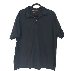 Perry Ellis Travel Luxe Polo Shirt Men's XXL Black Short Sleeve Button Up